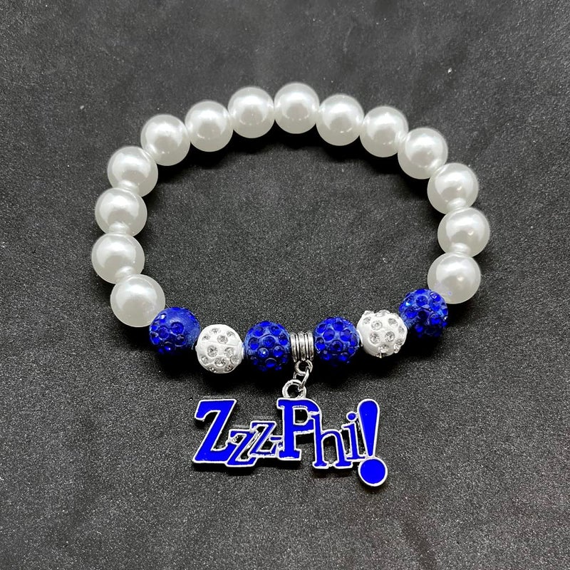 muiot Fashion Greek sorority female pearl bracelet ZETA ZPB symbol enamel metal ZZZPHI pendant jewelry bangle - Image 3