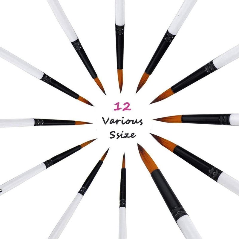 GETHPEN Paint Brushes for Acrylic Painting Set, 12 PCS Nylon Professional Round Paint Brushes for Watercolor, Oil Painting, Acrylic, Face Body Nail Art, Crafts, Rock Painting - Image 2