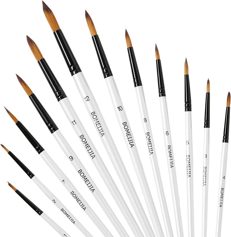 GETHPEN Paint Brushes for Acrylic Painting Set, 12 PCS Nylon Professional Round Paint Brushes for Watercolor, Oil Painting, Acrylic, Face Body Nail Art, Crafts, Rock Painting - Image 1