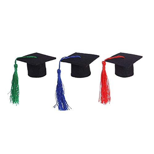 BinaryABC Graduation Cap Bottle Toppers,Mini Graduation Cap Decorations,Graduation Party Decorations,3Pcs(Random Color) - Image 3