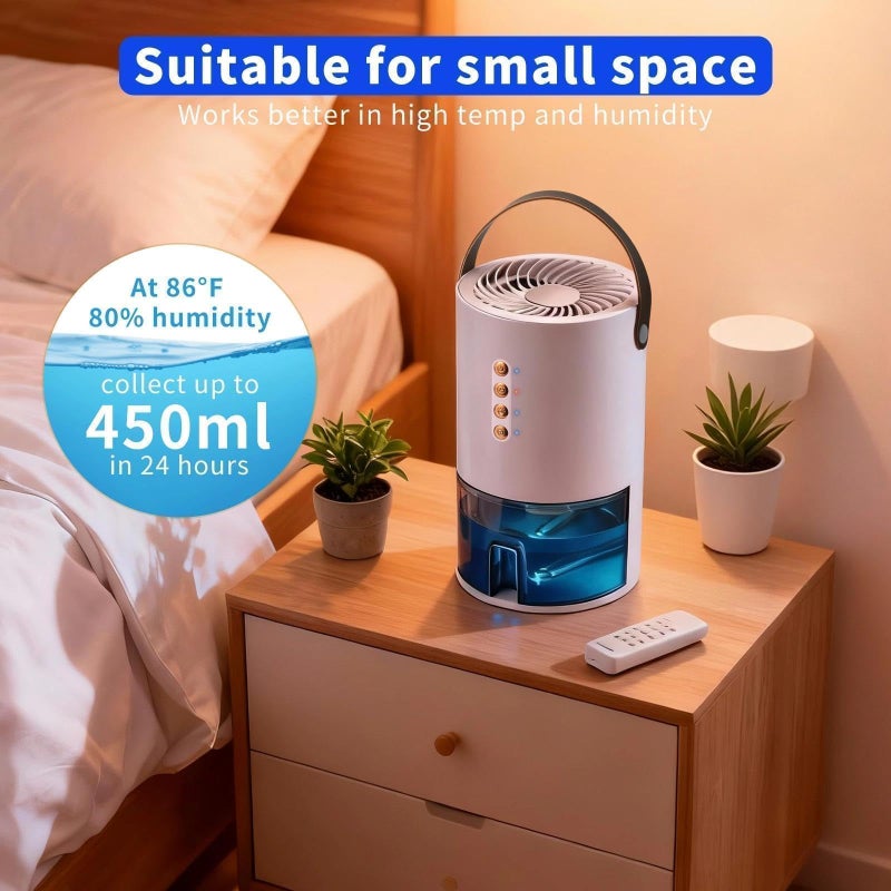 Kaaeiccr Dehumidifiers for Home, 60 Oz Small Dehumidifier for Basement. Portable Dehumidifier for Bedrooms, Bathrooms, Closets, and RVs, with Automatic Shut-off And Color Indicator Lights. - Image 3