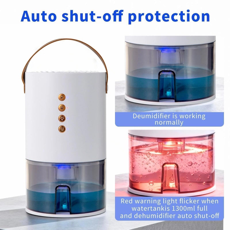 Kaaeiccr Dehumidifiers for Home, 60 Oz Small Dehumidifier for Basement. Portable Dehumidifier for Bedrooms, Bathrooms, Closets, and RVs, with Automatic Shut-off And Color Indicator Lights. - Image 2