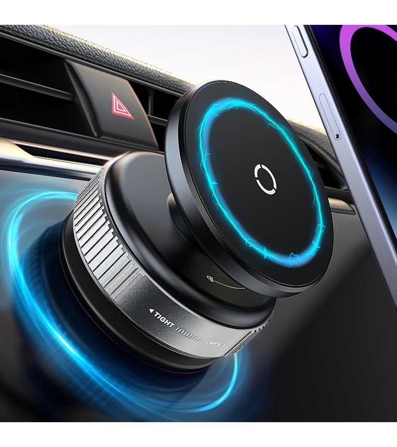Black Adjustable Vacuum Magnetic Phone Mount for All Smartphones Car Dashboard Holder - Image 1