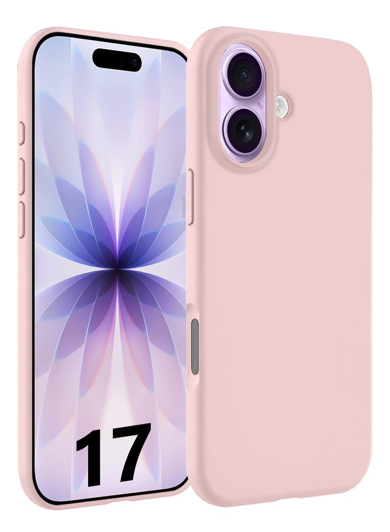 Silicone Protective Phone Case for iPhone 17 - Soft Anti-Scratch Microfiber Lining Ultra Slim Drop Protection Phone Cover - Sand Pink - Image 1