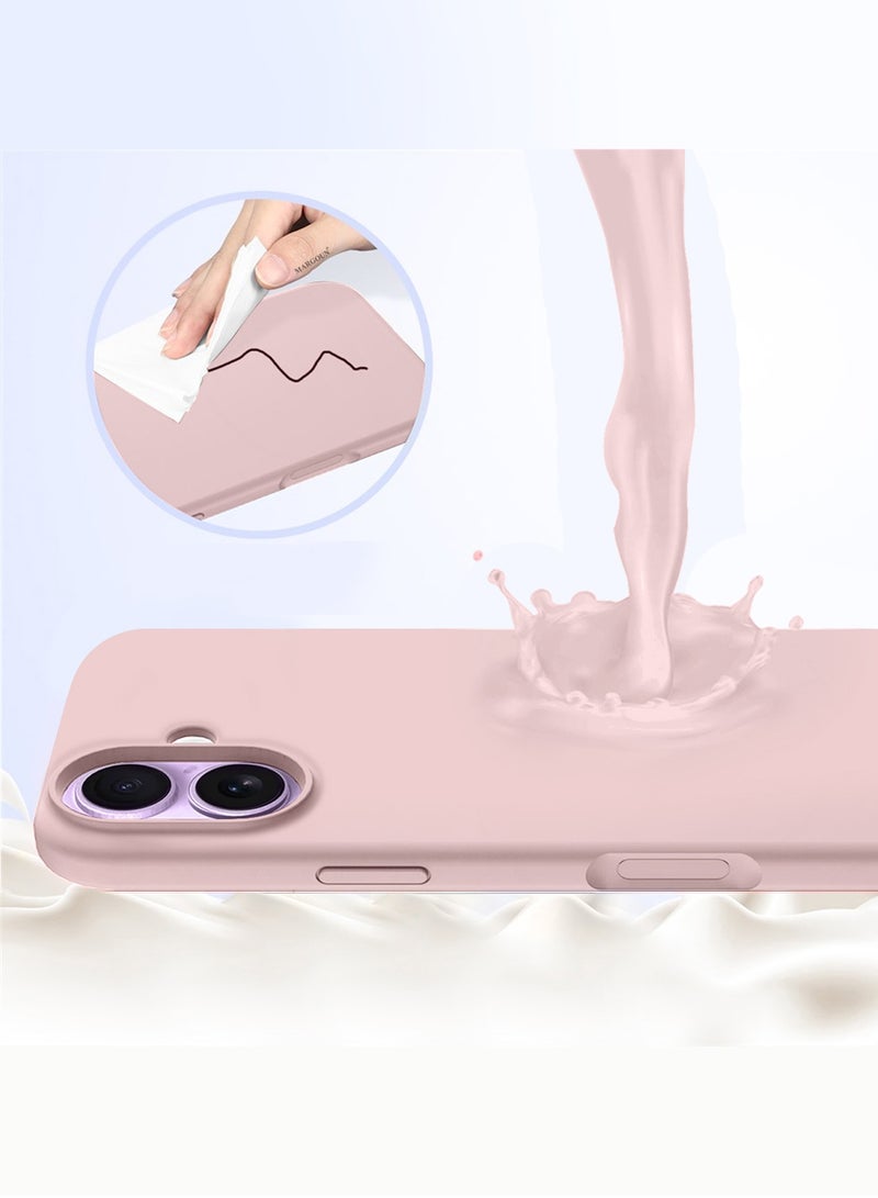 Silicone Protective Phone Case for iPhone 17 - Soft Anti-Scratch Microfiber Lining Ultra Slim Drop Protection Phone Cover - Sand Pink - Image 3