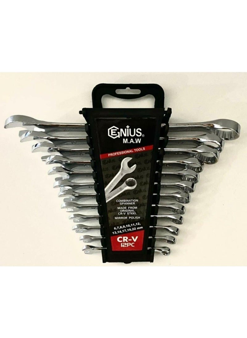 GK TOOLS Genius 12 Piece Combination Wrench Set 12 Piece Open Mouth-Star Wrench 6X22 mm 12 Piece Combination  - Image 4