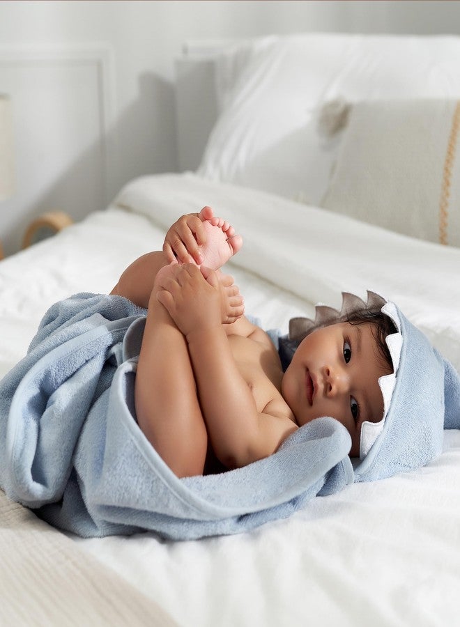 Gerber Baby 4 Piece Animal Character Hooded Towel and Washcloth Set, Blue Shark, One Size - Image 2