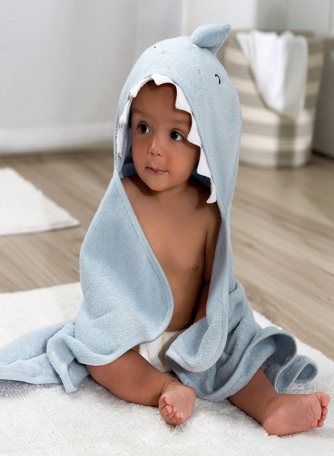 Gerber Baby 4 Piece Animal Character Hooded Towel and Washcloth Set, Blue Shark, One Size - Image 3