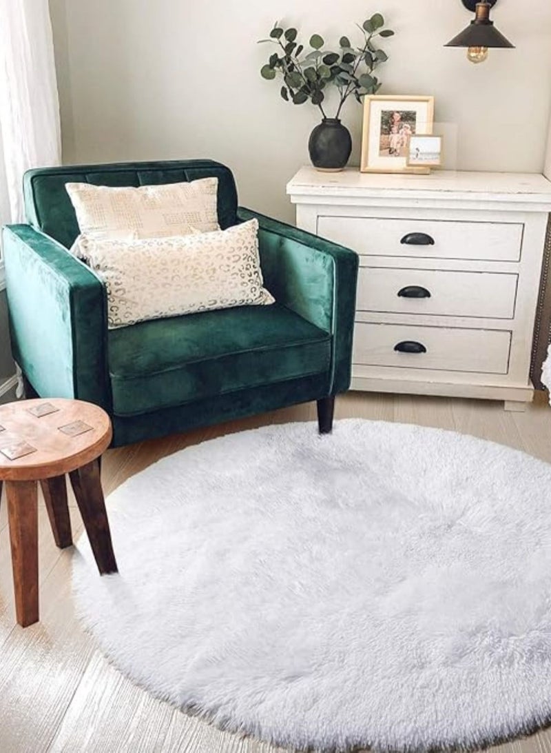 لوبيتيز سوبر لينة ، منتفخ جولة السجاد غرفة المعيشة ، كبير المضادة للانزلاق السجاد ، غرفة نوم ، باب المدخل ، غرفة المعيشة الفاخرة السجاد ( جولة بيضاء ، 150 سم ) - Image 2