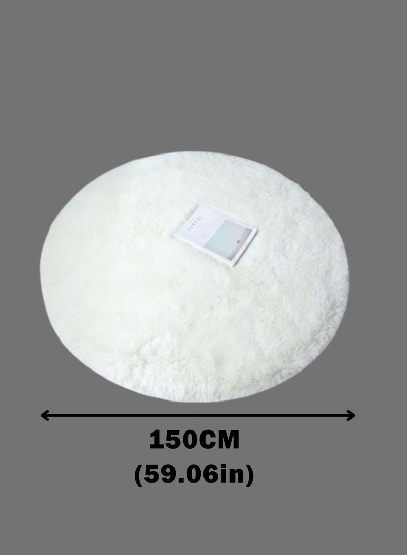 لوبيتيز سوبر لينة ، منتفخ جولة السجاد غرفة المعيشة ، كبير المضادة للانزلاق السجاد ، غرفة نوم ، باب المدخل ، غرفة المعيشة الفاخرة السجاد ( جولة بيضاء ، 150 سم ) - Image 4