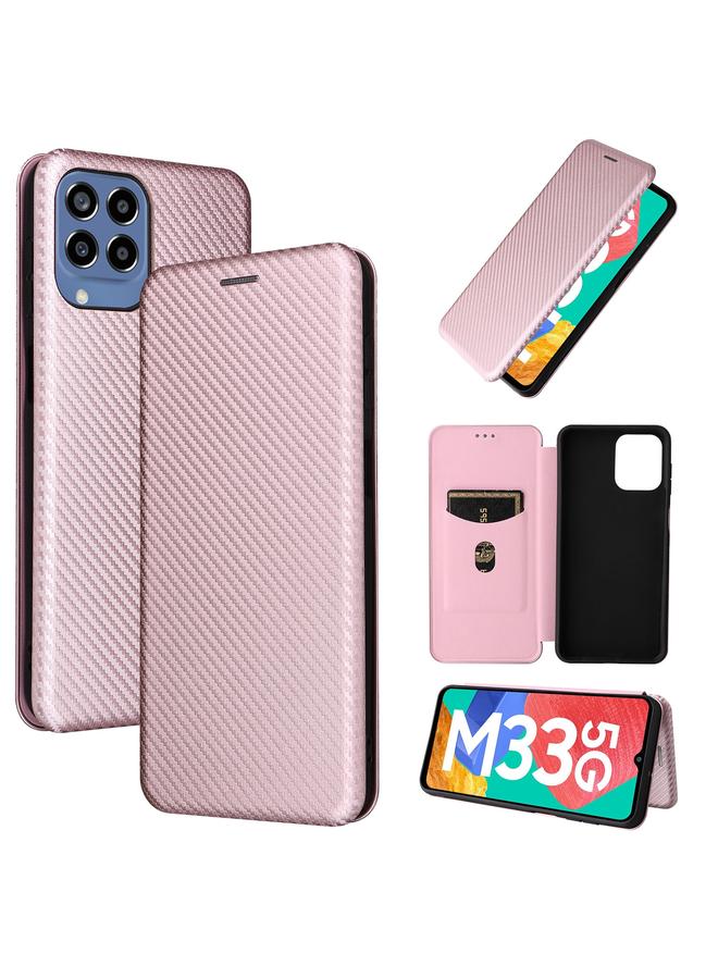 S-TOP Case For Samsung Galaxy M33 5G Carbon Fiber Texture Leather Phone Case - Image 1