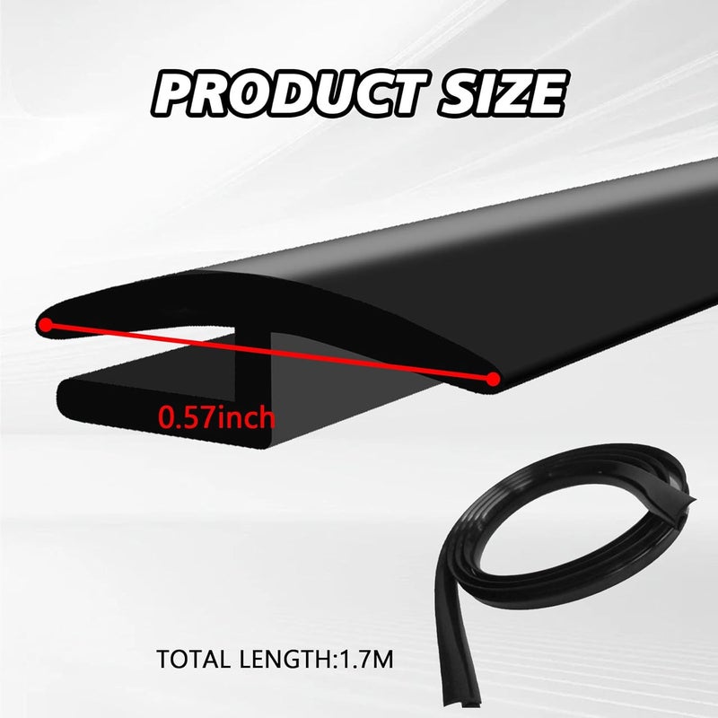 qboonpt Windshield Cowl Rubber Seal Strip, 1.7M/5.6Ft Car Front and Rear Weatherstrip Sunroof Sealing Strips, Universal Vehicles Self Adhesive Cuttable Sealing Strip for Most Cars Trucks SUVs - Image 2