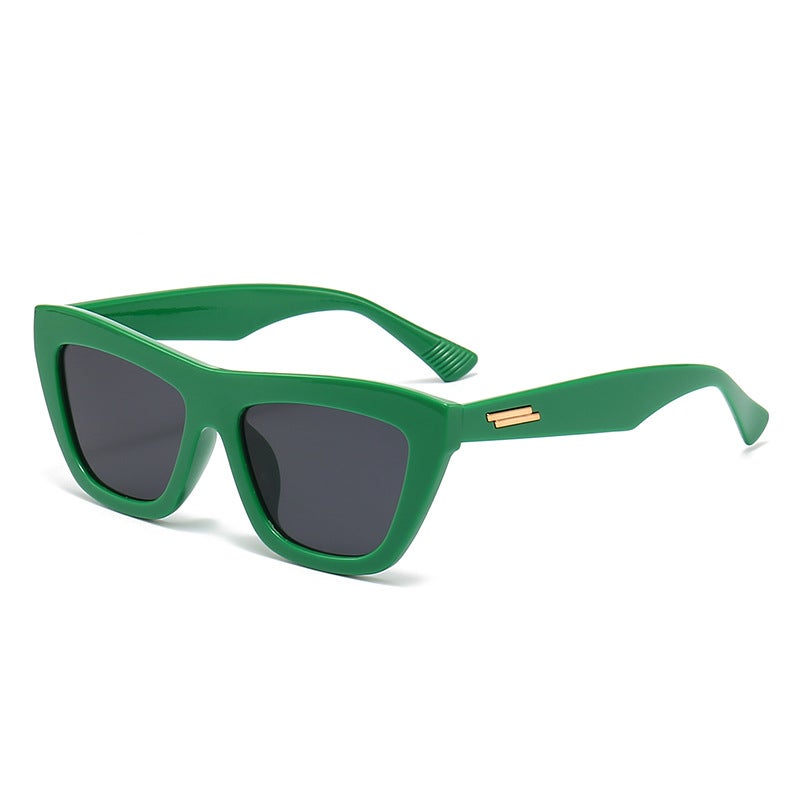 Generic Polygonal Sunglasses UV Protection 2024 Womens Fashion Green frame Black gray sheet 