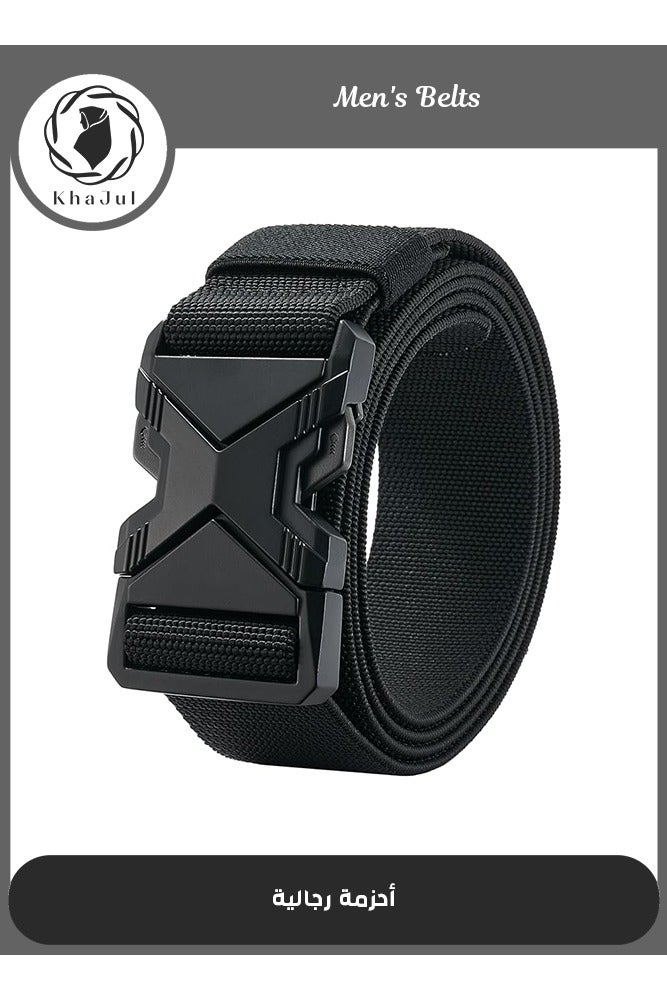 خاجول حزام عمل سريع الفك قابل للتمطيط عالي المتانة مع مشبك سبائك لدعم الخصر (أسود) - Image 1