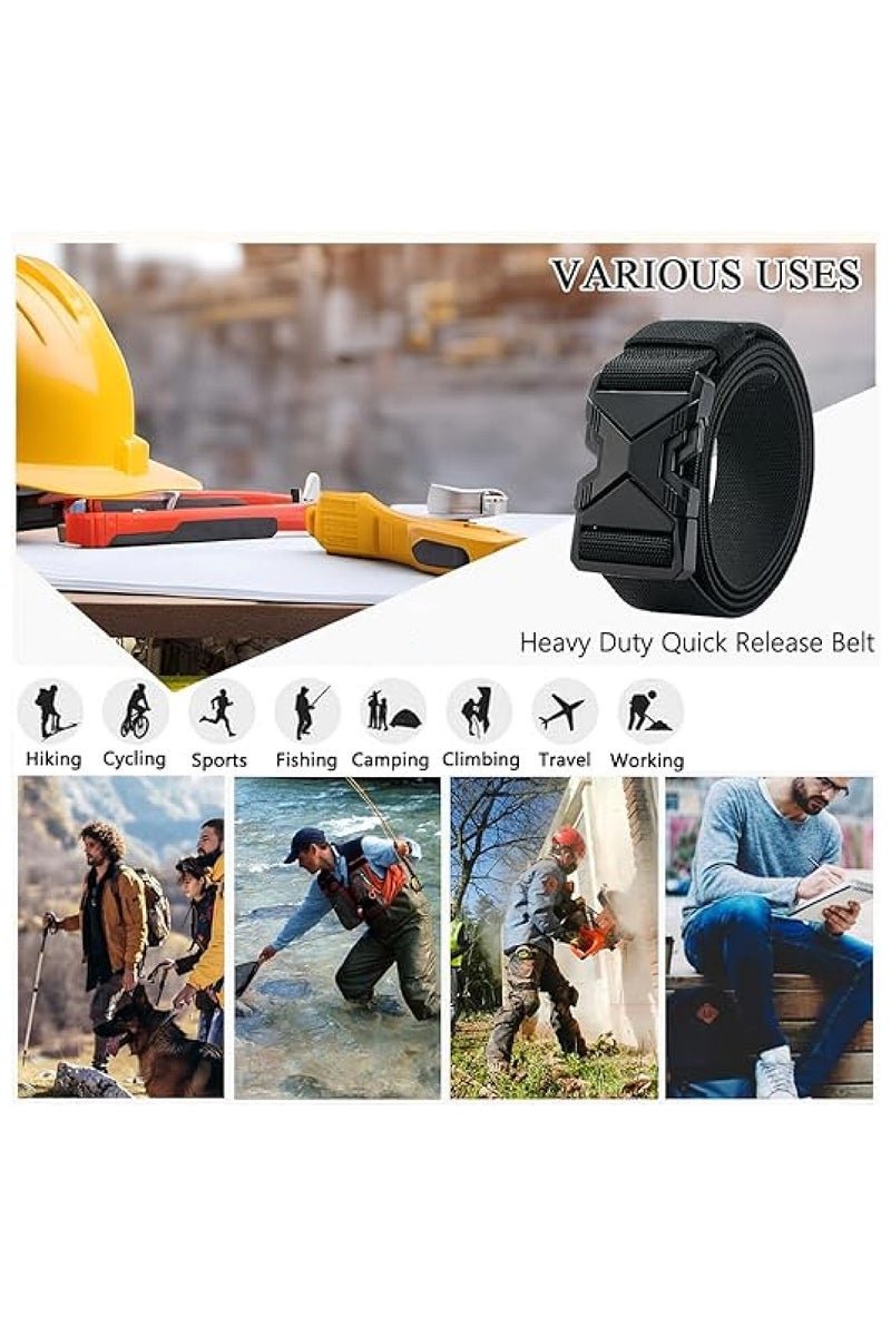 خاجول حزام عمل سريع الفك قابل للتمطيط عالي المتانة مع مشبك سبائك لدعم الخصر (أسود) - Image 5