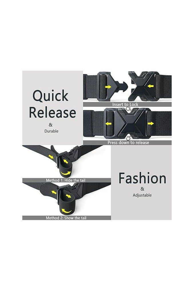 خاجول حزام عمل سريع الفك قابل للتمطيط عالي المتانة مع مشبك سبائك لدعم الخصر (أسود) - Image 4