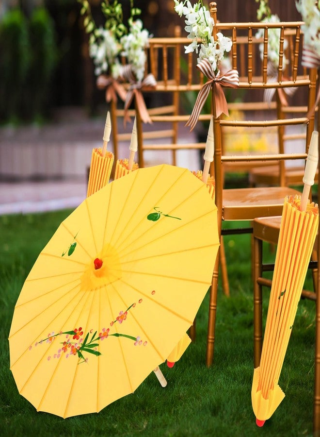 Bestage 33" Yellow Flower Silk Cloth Decoration Handmade Parasol Umbrella Chinese Japanese Asian DIY Art Dance Classical Umbrella for Wedding Parties Photography Costumes Cosplay (Yellow) - Image 5