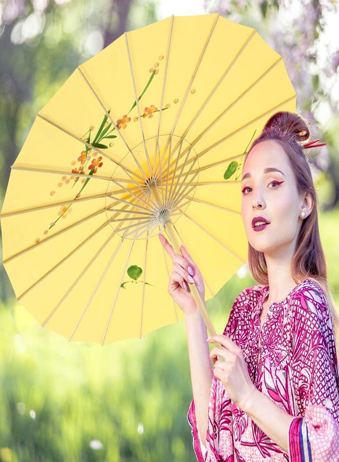 Bestage 33" Yellow Flower Silk Cloth Decoration Handmade Parasol Umbrella Chinese Japanese Asian DIY Art Dance Classical Umbrella for Wedding Parties Photography Costumes Cosplay (Yellow) - Image 4