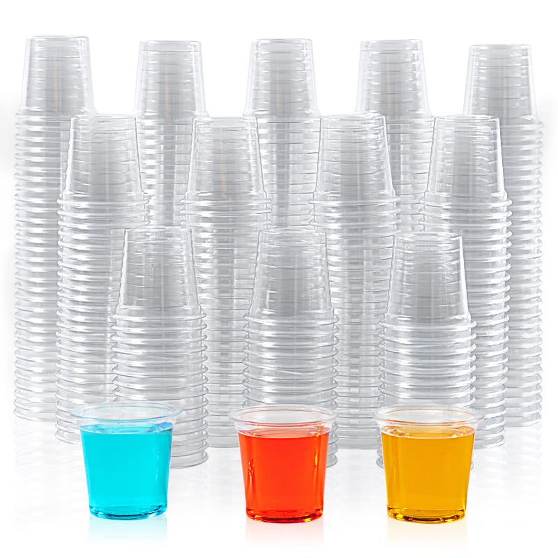 Lilymicky Lilymicky 1000 PACK 1 oz Plastic Shot Glasses  1 Ounce Clear Disposable Party Cups for Vodka  Whiskey  Tequila  Mini Plastic Containers for Sauce  and Sample Tasting - Image 1