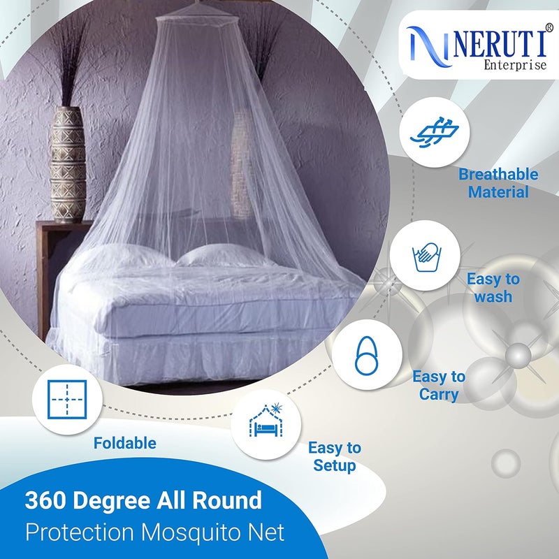 Neruti Enterprise Polyester Round Mosquito Net Canopy Circular Curtain | Keeps Away Insects & Flies (White) - Image 3