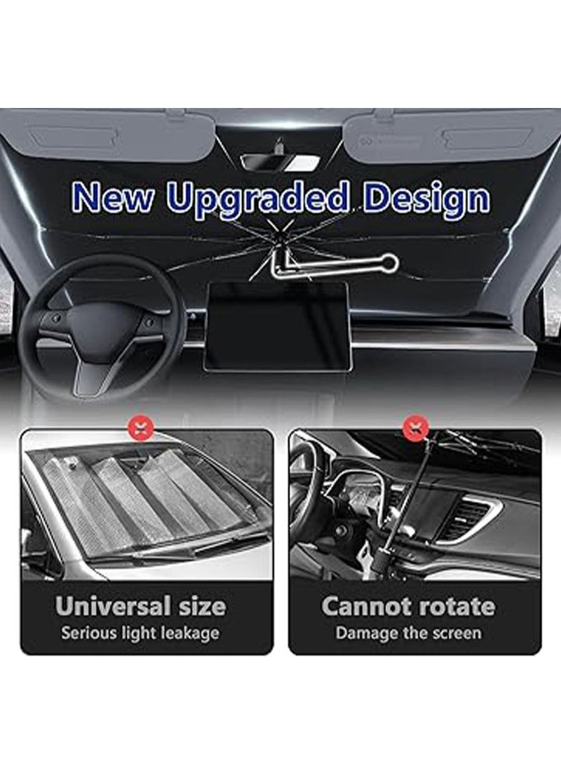 general Car Windshield Sun Shade - Foldable Umbrella Reflective Sunshade for Car Front Window Block UV Rays and Heat Car Visor Keep Vehicle Cool Cover Most Cars, SUV, Truck - Image 2
