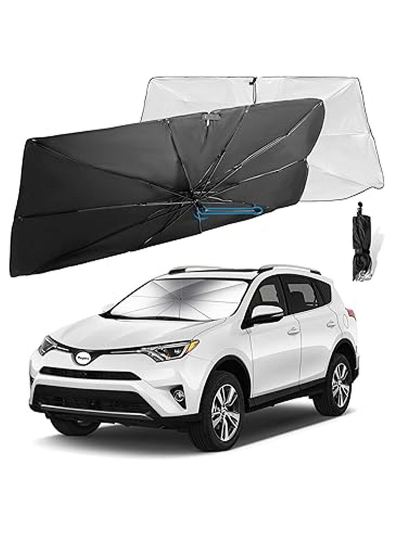 general Car Windshield Sun Shade - Foldable Umbrella Reflective Sunshade for Car Front Window Block UV Rays and Heat Car Visor Keep Vehicle Cool Cover Most Cars, SUV, Truck - Image 1
