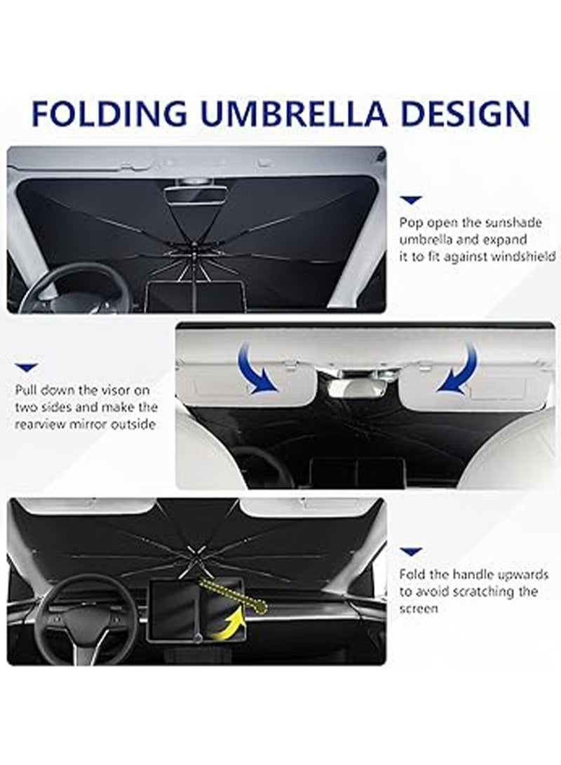 general Car Windshield Sun Shade - Foldable Umbrella Reflective Sunshade for Car Front Window Block UV Rays and Heat Car Visor Keep Vehicle Cool Cover Most Cars, SUV, Truck - Image 3