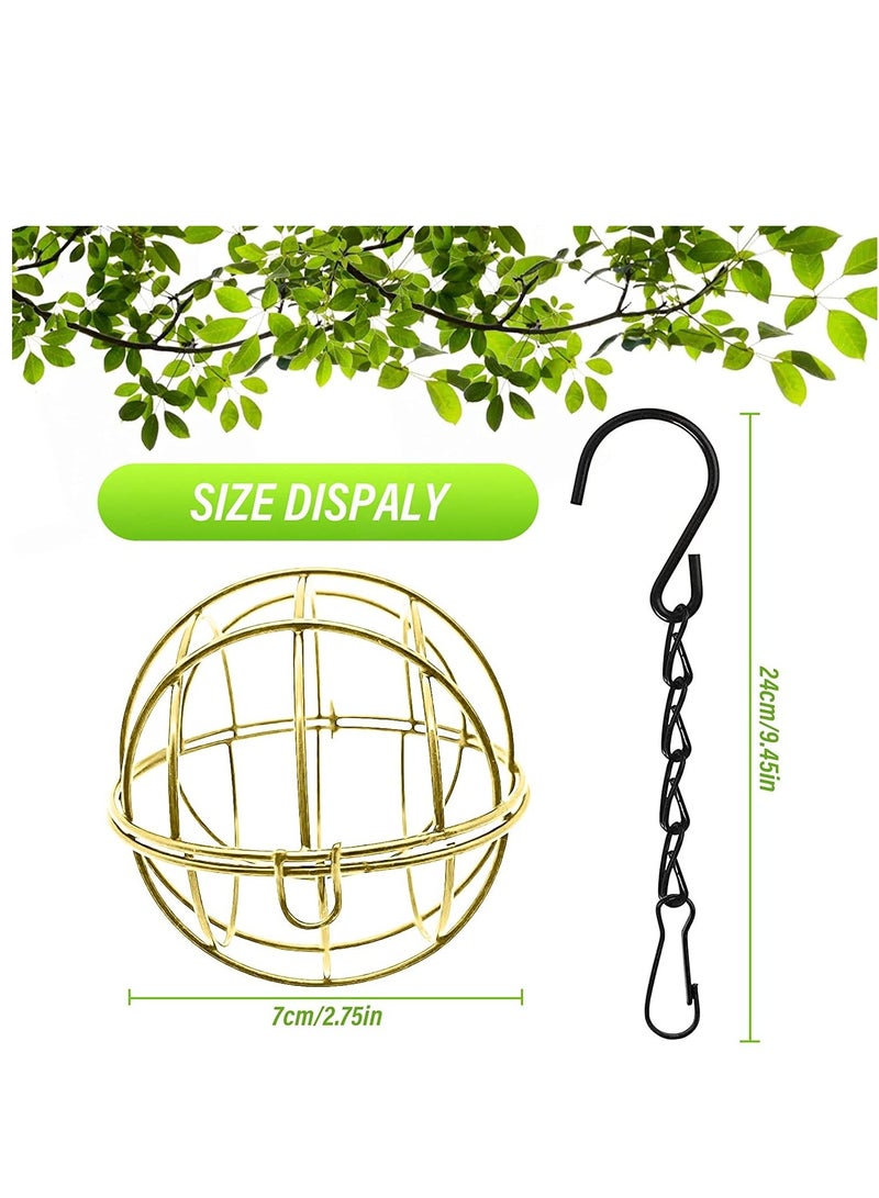 Y&D Suet Bird Feeder Outdoor Hanging Feeders with Hooks Durable Gold Metal Balls Easy to Fill Attract Various Wild Birds for Garden  - Image 3