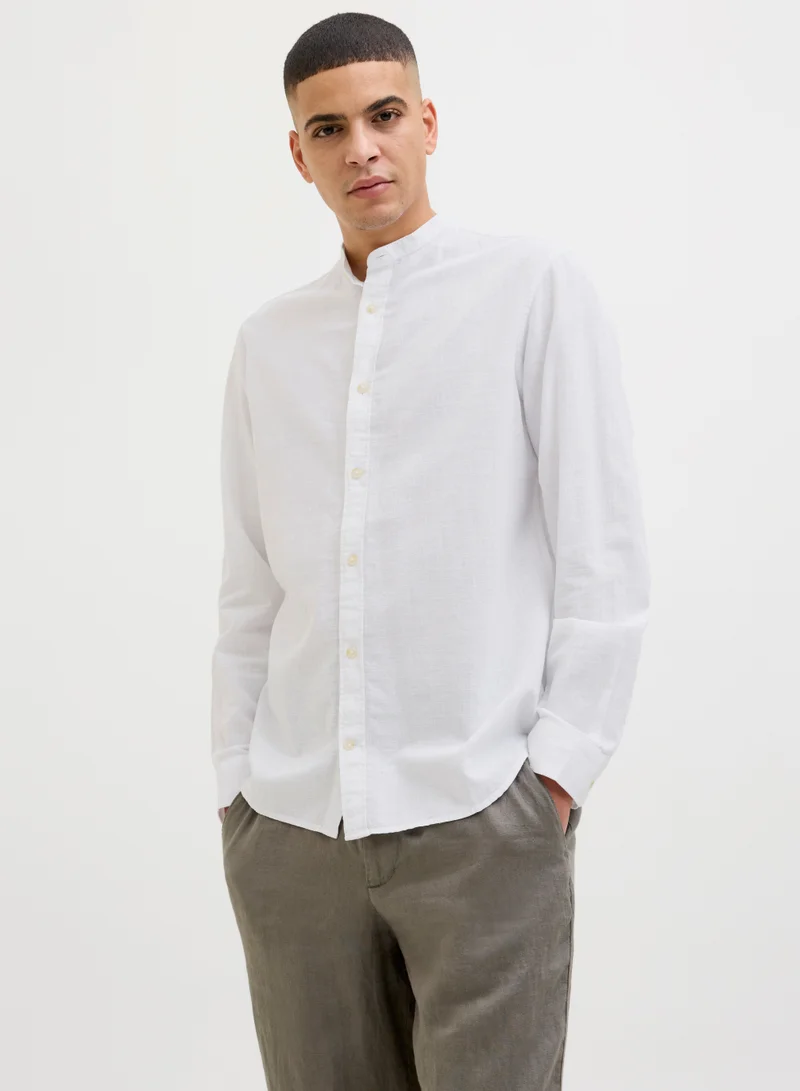 جاك اند جونز Band collar Long Sleeve Shirt