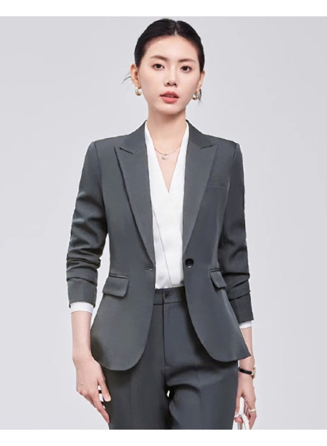 ROMON Women'S Business Casual Suit Set, Simple And Slim Two-Piece Outfit, Fashionable And Comfortable Ladies' Suit - Image 1