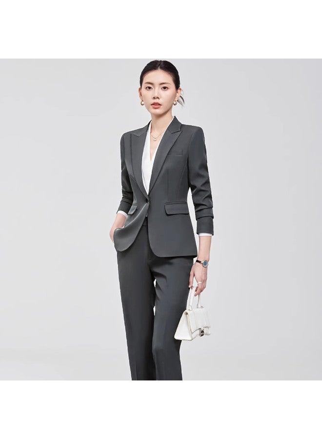 ROMON Women'S Business Casual Suit Set, Simple And Slim Two-Piece Outfit, Fashionable And Comfortable Ladies' Suit - Image 4