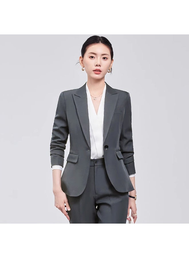 ROMON Women'S Business Casual Suit Set, Simple And Slim Two-Piece Outfit, Fashionable And Comfortable Ladies' Suit - Image 2