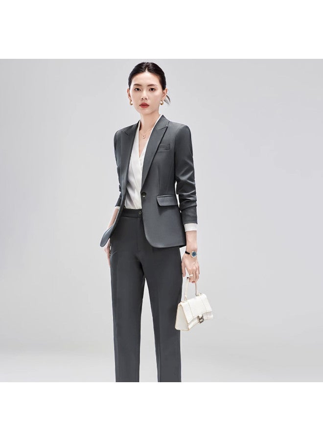 ROMON Women'S Business Casual Suit Set, Simple And Slim Two-Piece Outfit, Fashionable And Comfortable Ladies' Suit - Image 3