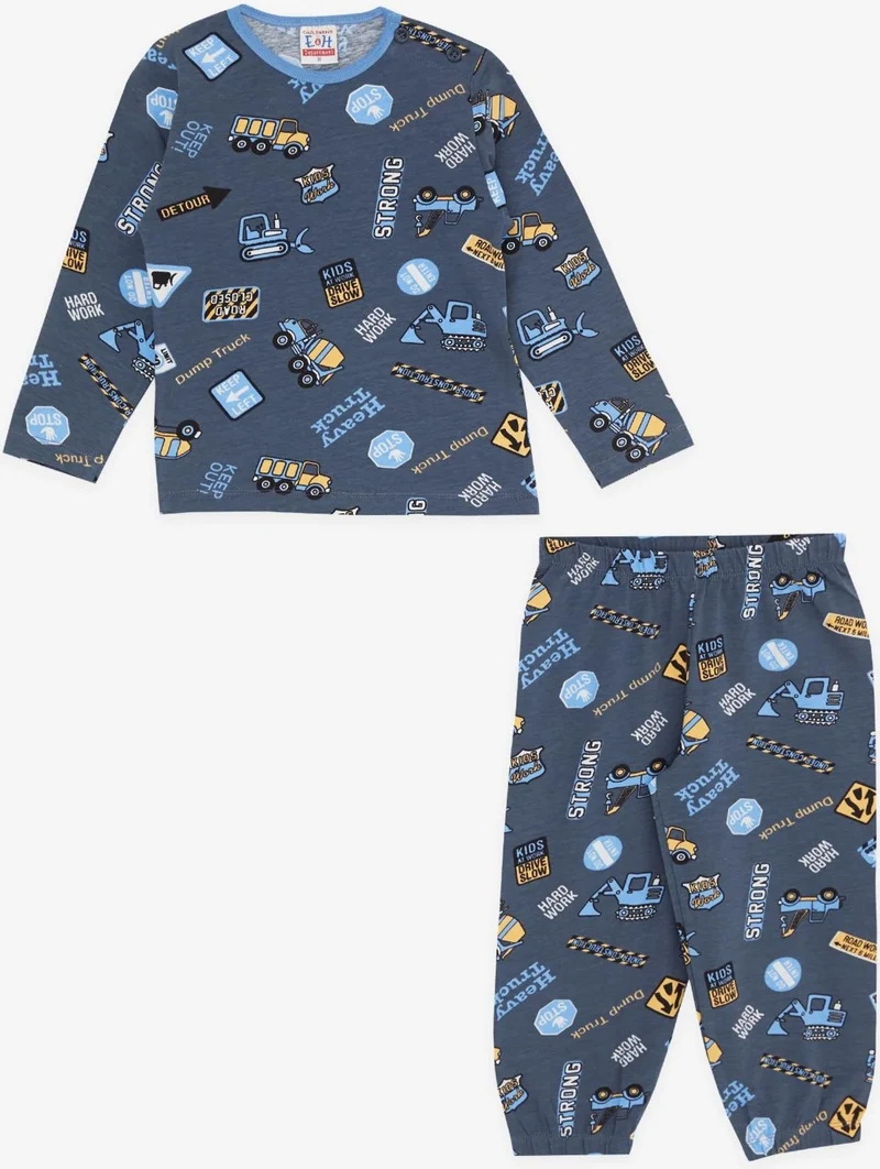Breeze Girls & Boys Baby Boy Pajama Set, Heavy Equipment Themed, 9 Months-3 Years, Smoked