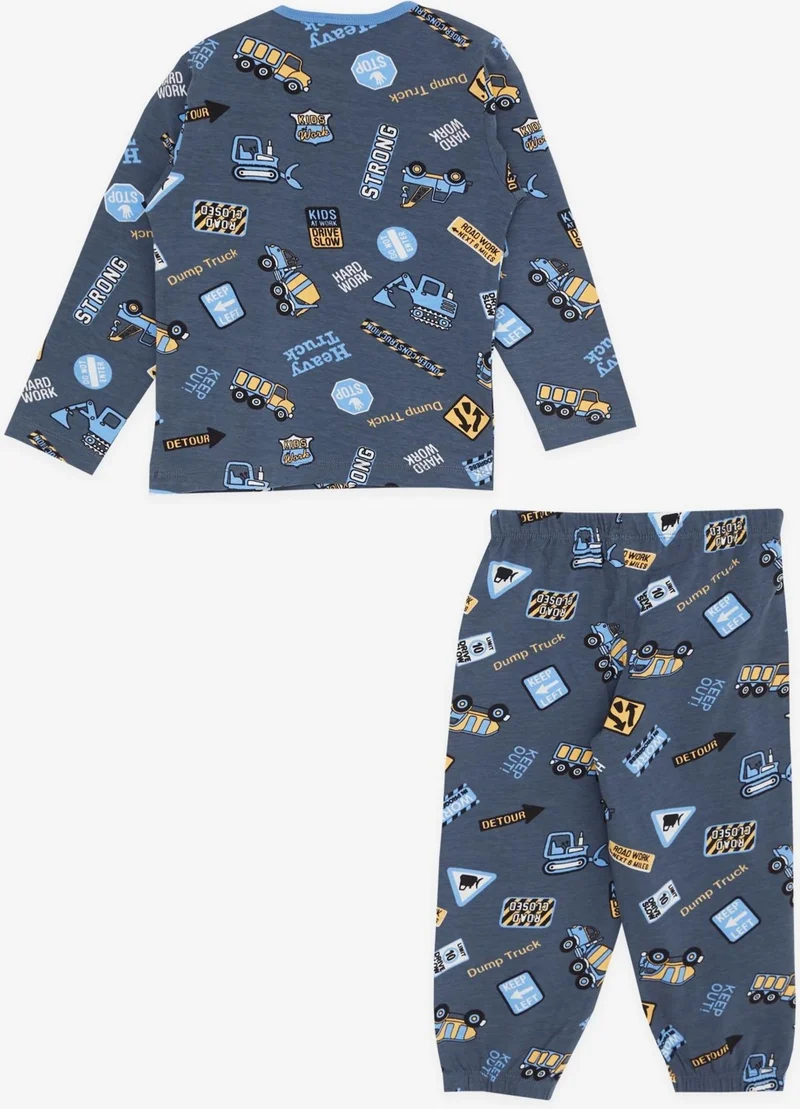 Breeze Girls & Boys Baby Boy Pajama Set, Heavy Equipment Themed, 9 Months-3 Years, Smoked
