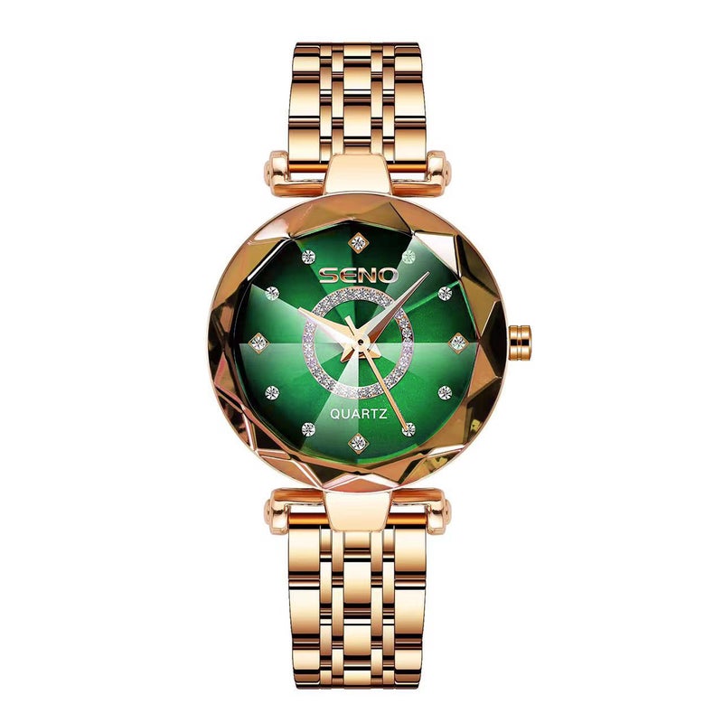 Hot Selling Ocean Heart Quartz Watch for Women with Diamond-Encrusted Steel Band, Waterproof