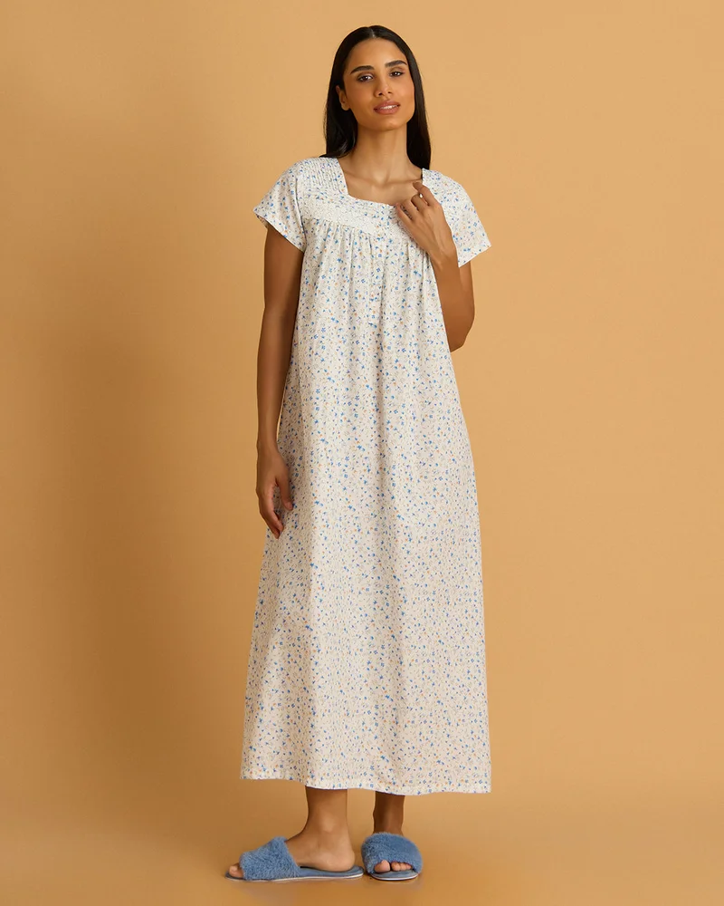 REDTAG Women White Ditsy Nightgown