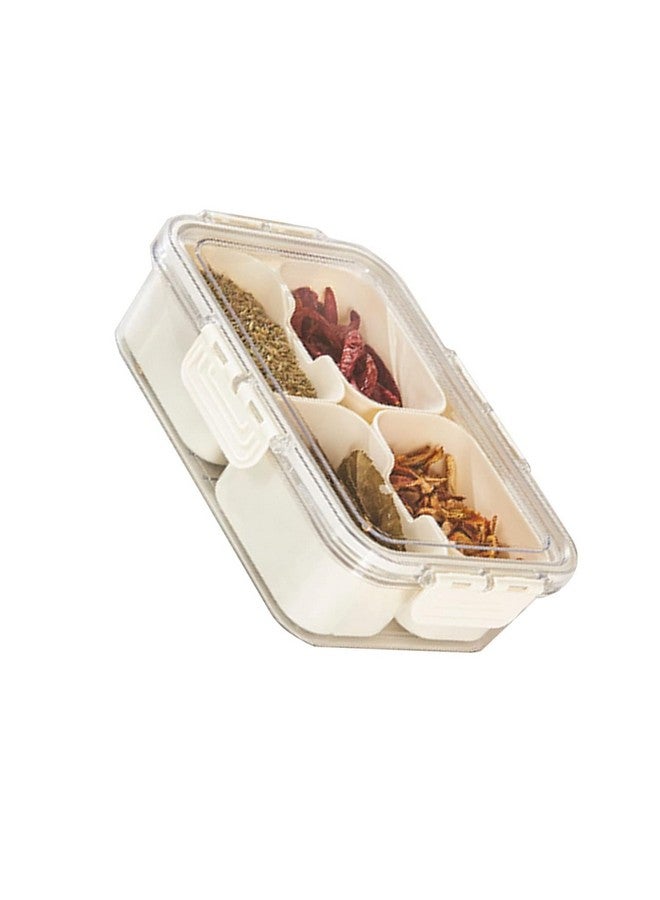 Zebroc Plastic Kitchen Spice Box,Food Grade 4 Cups Seasoning Container Divided Serving Tray With Lid Fridge Storage Box For Kitchen Counter Food Storage,Multicolor - Image 1