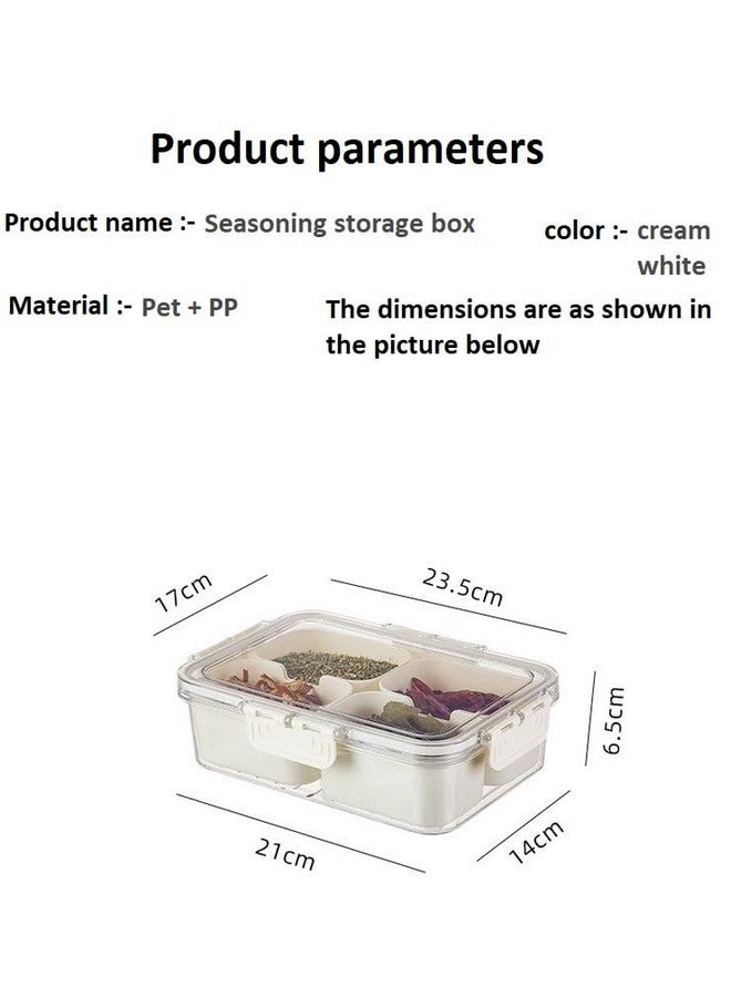 Zebroc Plastic Kitchen Spice Box,Food Grade 4 Cups Seasoning Container Divided Serving Tray With Lid Fridge Storage Box For Kitchen Counter Food Storage,Multicolor - Image 2
