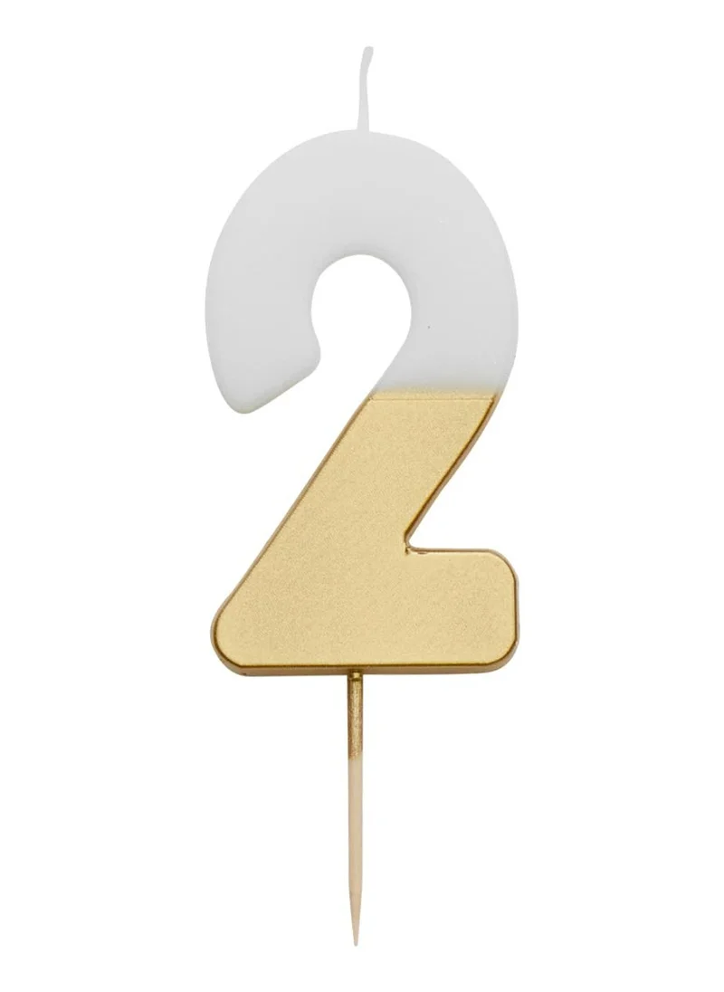 توكينج تيبلز We Heart Birthdays Number Candle 2, Gold.