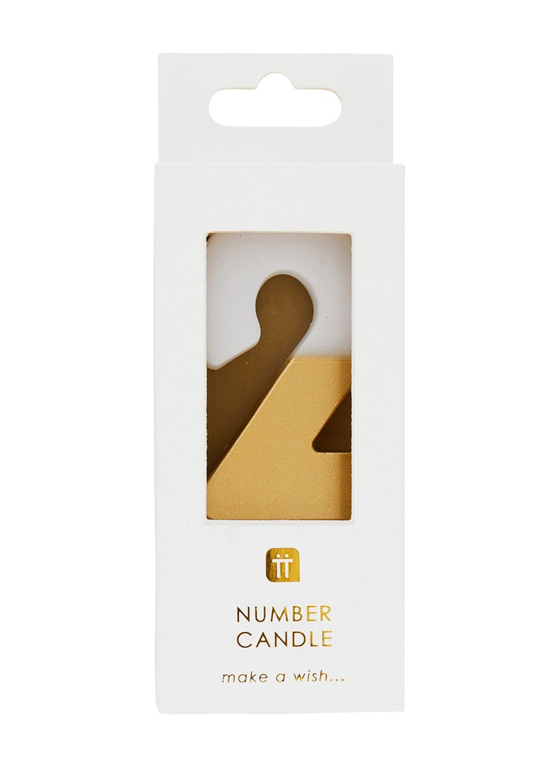 Talking Tables - We Heart Birthdays Number Candle 2, Gold. - Image 1