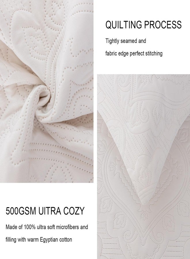 Feyocn 5-Piece Cozy Daybed Bedding Set - Twin/Double, White Geometric Print Comforter & Bedspread with 4 Pillow Shams, 39"x75" - Image 3