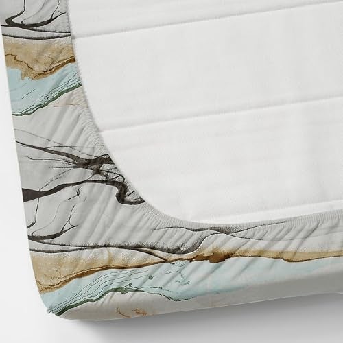DECOREZA 320 TC Cotton Feel Elastic Fitted King Size Bedsheet 72x78 +10 Inch with 2 Pillow Covers | Glace Cotton | Wrinkle-Free | Bedsheet for Double Bed - (Misty Wave, King Size 72" x 78") - Image 4