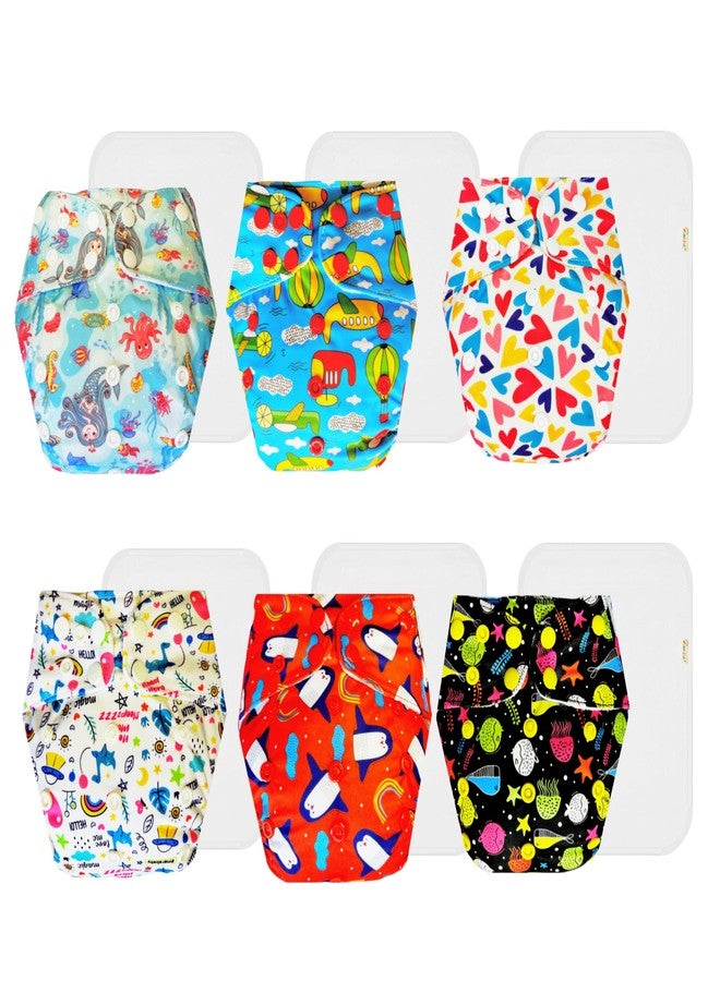 Dumbledo Premium Cloth Diaper with Cotton Insert (Pack of 6) | Dry Feel and Comfortable | Leakproof | Easy to Clean | Worry-Free Diapering | 3 Months - 3 Years | Unisex Baby - Image 1