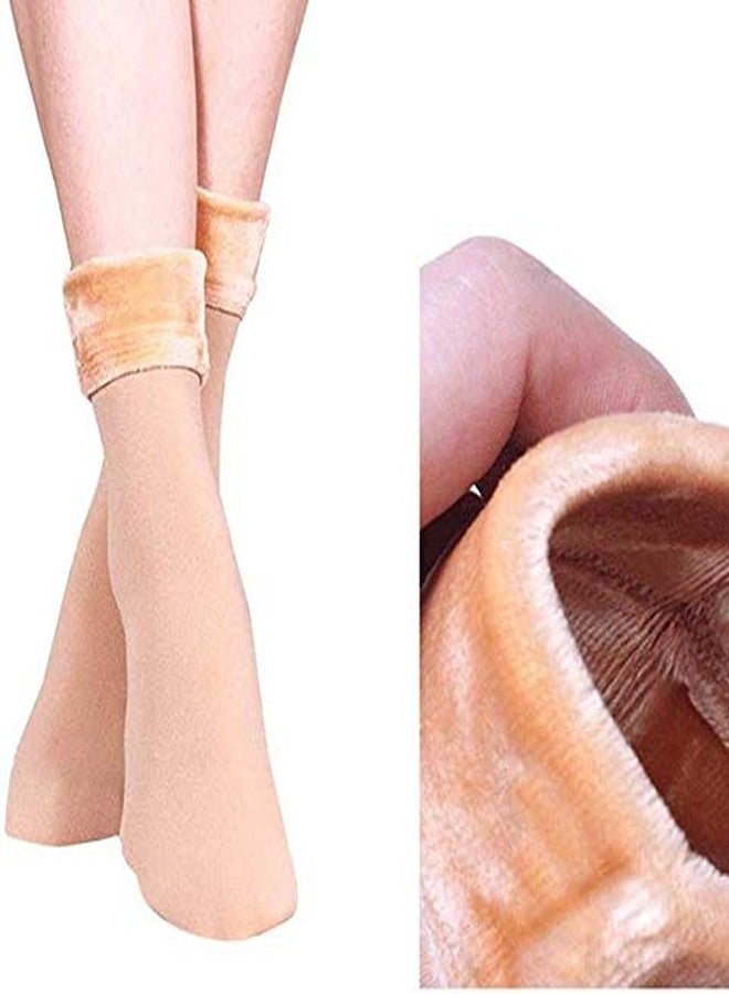 MUKHAKSH (Pack of 3 pairs = 6 Pieces Girls Winter Warm Thermal Beige Socks with Thumb for cold Weather with multiple packs - Image 5
