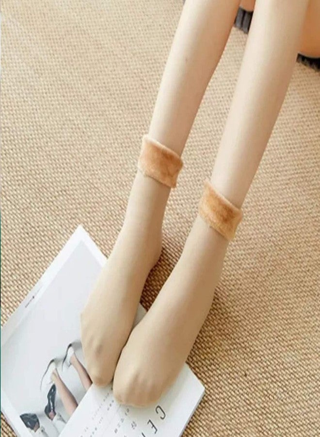 MUKHAKSH (Pack of 3 pairs = 6 Pieces Girls Winter Warm Thermal Beige Socks with Thumb for cold Weather with multiple packs - Image 3