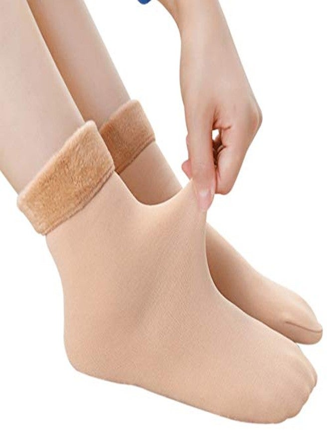 MUKHAKSH (Pack of 3 pairs = 6 Pieces Girls Winter Warm Thermal Beige Socks with Thumb for cold Weather with multiple packs - Image 4