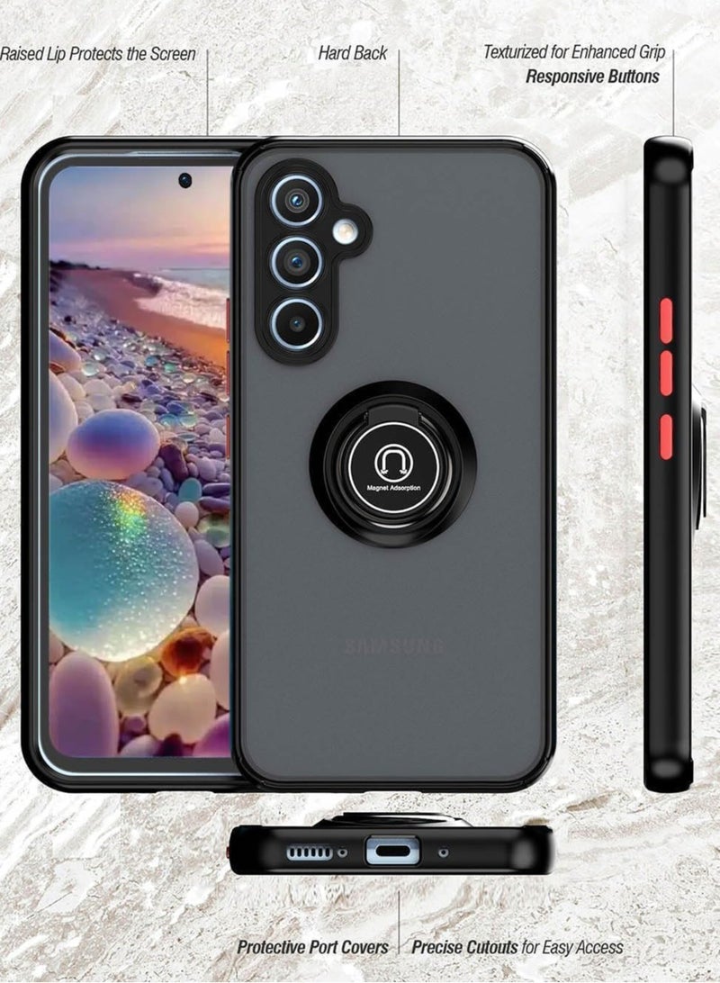 BORTONY Samsung Galaxy S25 Plus Kickstand Case Cover Rotational Metal Ring Shockproof Bumper Matte Finish Magnetic Car Mount Cover For Samsung Galaxy S25 Plus - Image 3