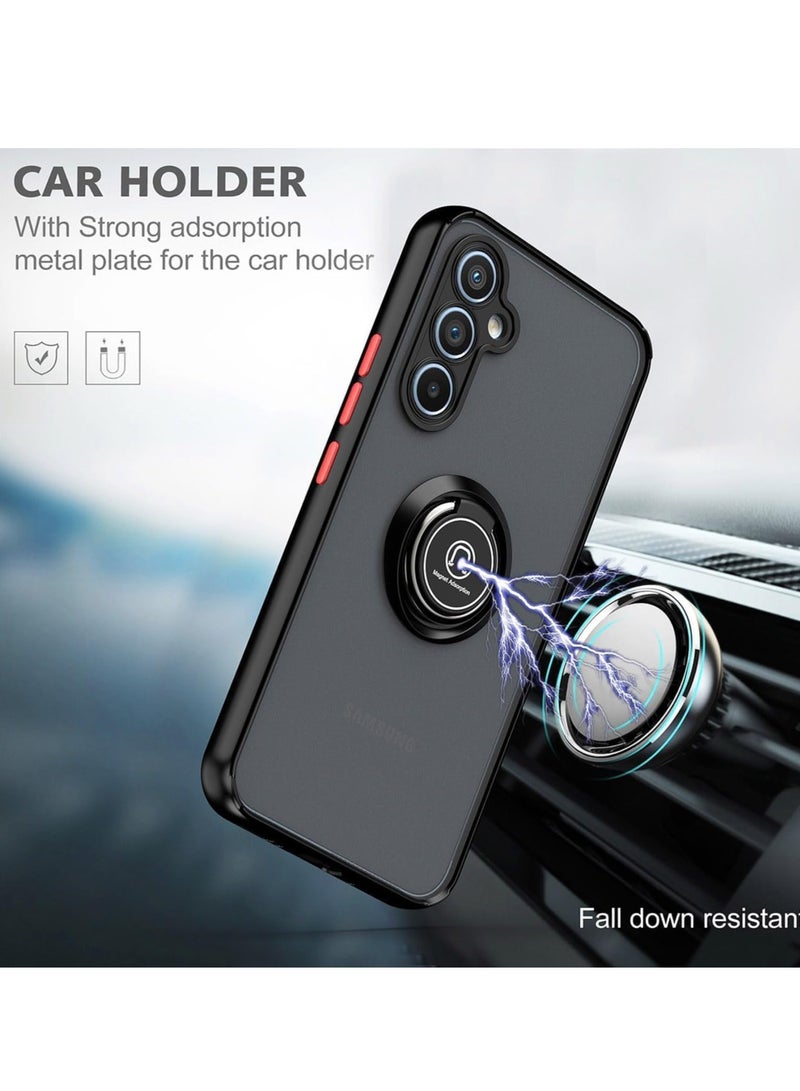 BORTONY Samsung Galaxy S25 Plus Kickstand Case Cover Rotational Metal Ring Shockproof Bumper Matte Finish Magnetic Car Mount Cover For Samsung Galaxy S25 Plus - Image 4