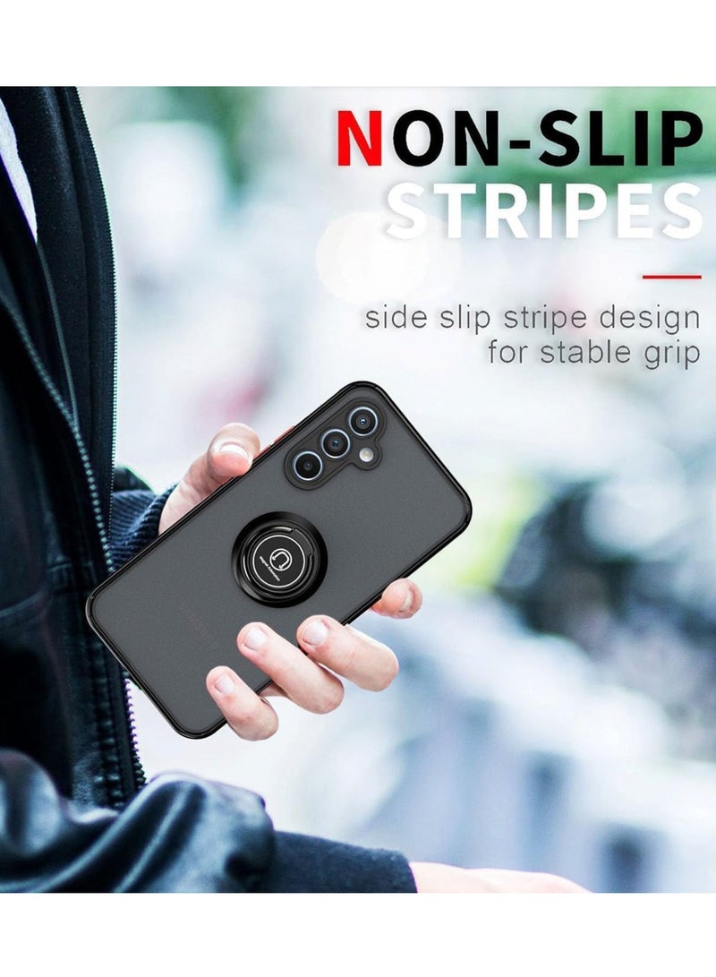 BORTONY Samsung Galaxy S25 Plus Kickstand Case Cover Rotational Metal Ring Shockproof Bumper Matte Finish Magnetic Car Mount Cover For Samsung Galaxy S25 Plus - Image 5